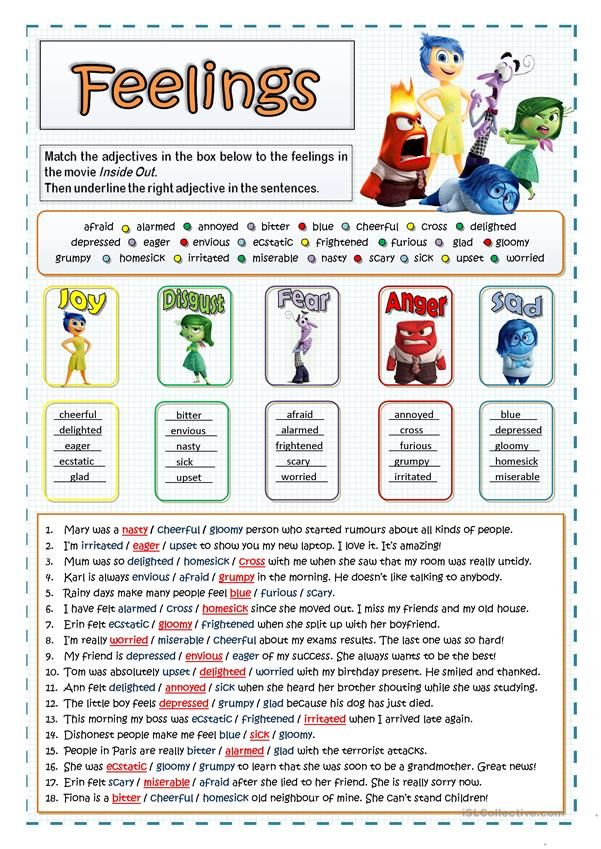 feelings worksheet for kids with pictures and words to help them learn how to say