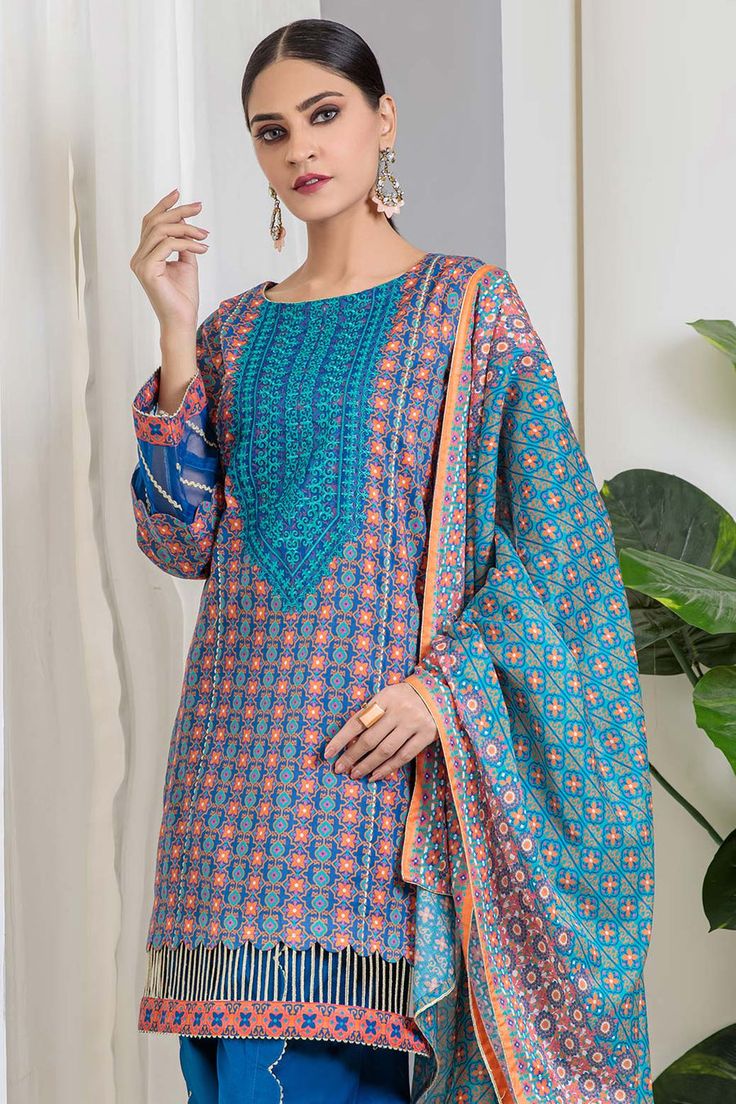 Bonanza Satrangi Sst222p05 Blue Eid Prints 2022 Original brand suit fabric and photography lite diffrance in actual print. Bonanza Satrangi, Shalwar Kameez, Suit Fabric, Clothing Brand, Online Shopping, Long Sleeve Dress, Clothes For Women, Photography, Fabric