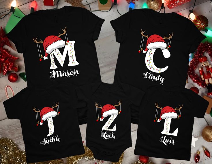 Christmas Shirts for family, Christmas Shirts for Family Pictures, Personalize Xmas Shirt, Chritsmas Tees, Christmas T Shirts Family, Christmas Family Shirts, Pj Christmas, Monogrammed Family Christmas Tshirts, Family Tee Shirts Christmas, Family Macthing Holiday Outfits, Family Chirstmas Shirts, Matching Family Sleep shirts, Holiday Family Matching Tops,  - Prepare your family for the holiday season with our personalized Family Christmas Name Shirts! Each shirt is elegantly monogrammed with you Family Christmas Shirt Custom, Family Shirts Matching Photo Ideas, Customizable Christmas T-shirt, Personalized Family Christmas Tshirts, Family Christmas Shirt Ideas, Family Matching Holiday T-shirts With Letter Print, Red Family Matching Christmas T-shirt, Family Matching Christmas T-shirt With Letter Print, Family Matching Holiday T-shirt With Graphic Print