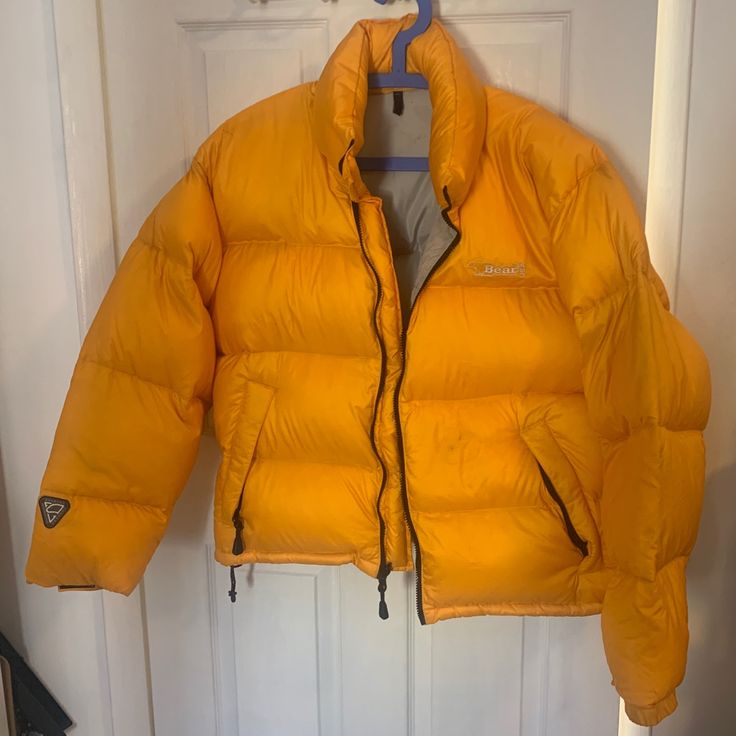 Bear Usa Yellow Down Puffer Jacket ( Size M ) Vintage Bear Usa Puffer Yellow Winter Coat Jacket Outerwear Vintage Bearusa Winter Puffer Jacket Good Condition Has Very Small Stains, Sold In As Is Condition Yellow Long Sleeve Puffer Outerwear, Yellow Puffer Jacket With Pockets For Cold Weather, Yellow Puffer Jacket For Cold Weather In Fall, Yellow Fall Puffer Jacket For Outdoor, Yellow Fall Outdoor Puffer Jacket, Casual Yellow Puffer Jacket With Pockets, Casual Yellow Puffer Outerwear, Casual Yellow Long Sleeve Puffer Jacket, Casual Yellow Puffer Jacket