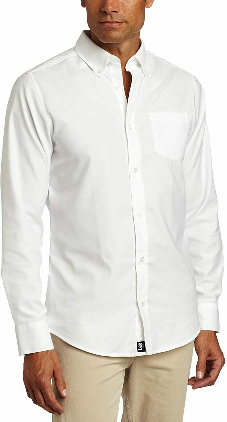 High Quality Fast Shipping Men's Lee White Oxford Shirt  Long Sleeves Button Down  E9341-WHT Sizes S to 3XL Classic-fit oxford with button front featuring left chest pocket and shirttail hem Brand: Lee Uniforms  Style: E9341 Occasion: Everyday Sleeve Length: Long Sleeve Material: Cotton / Polyester Blend Pattern: Solid   Main Color: White - Built to Fit - Chest Pocket - Button Down Shirt -Machine wash ~WE SHIP SAME BUSINESS DAY~ Our Customer Service Department is Available: 8:00 am - 8:00 pm (ES Cotton Button-up Plain Shirt, Plain Collared Cotton Shirt, Plain Cotton Button-up Shirt, Plain Cotton Collared Shirt, Casual Semi-formal Shirt, Classic Plain Cotton Shirt, White Collared Shirt With Welt Pockets, Semi-formal Cotton Shirt With Buttons, White Button-up Dress Shirt With Pockets