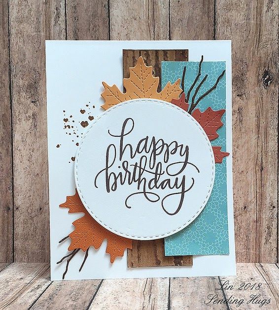 a happy birthday card with leaves on it