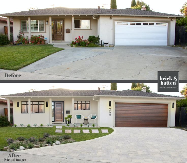 before and after photos of a house with landscaping