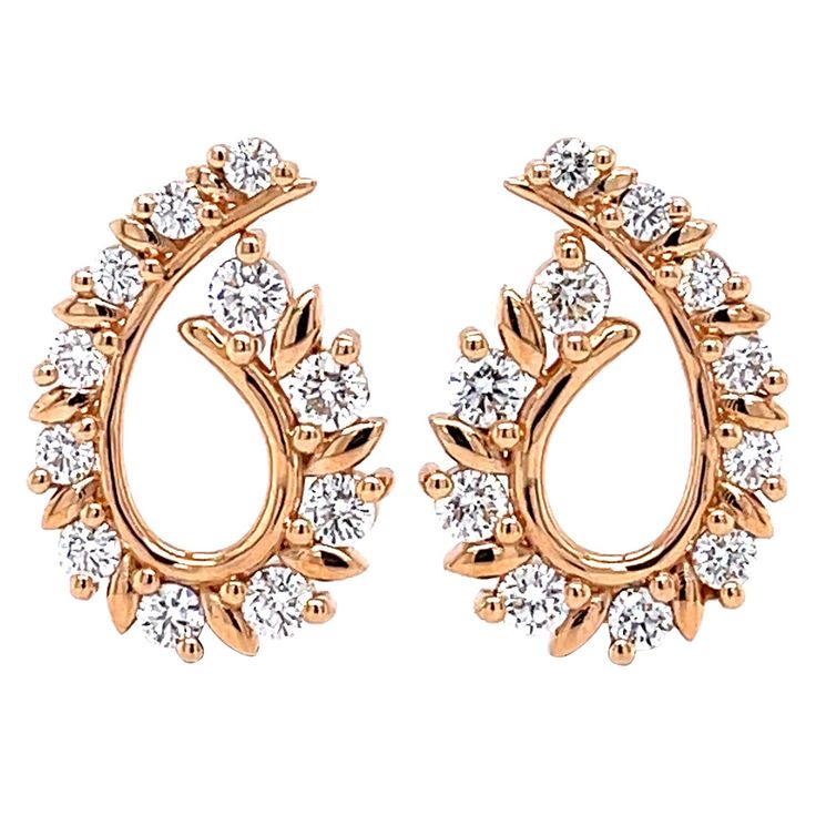 These captivating diamond earrings boast a dazzling 1.45 total carat weight of round brilliant diamonds, set in luxurious 18K rose gold. The soft, feminine blush of the rose gold beautifully complements the sparkling diamonds, creating a look that is both romantic and elegant. What makes them special: -Delicate scintillation: With 22 sparkling round brilliant diamonds, these earrings offer a delightful interplay of light and sparkle, catching the eye with every movement. -Timeless design: The classic design of these earrings ensures they will never go out of style, making them a treasured piece for years to come. -Warm and inviting: The 18K rose gold adds a touch of warmth and femininity to the earrings, making them perfect for those who love a touch of pink. -Comfortable and secure: The e Luxury Rose Cut Diamond Earrings For Festive Season, Luxury Rose Gold Halo Design Earrings, Earrings Making, Soft Feminine, Rose Gold Diamonds, Brilliant Diamond, Jewelry Earrings Hoops, Sparkle Diamonds, Diamond Clarity