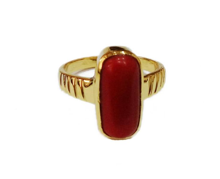 "Coral Moonga 4.00-11.00 Ct. Stone Panchadhatu(Copper) Adjustable Ring For Men & Women. This ring is suitable for Men & Women having ring sizes between 4.25 to 12.00 as per US ring standards. Size of this ring is easily by hand. Fine quality Red Coral is used to give best results for your astrological needs. Stone will be neat and clean without blemishes. Gemstone is left open from the back side. Gemstone certified by a Well reputed laboratory. This fashionable flat Rings band is dainty Red Gemstone Ring With Rectangular Stone, Red Rectangular Gemstone Ring, Red Oval Rings With Natural Stones, Red Large Stone Jewelry For Anniversary, Red Jewelry With Large Stone For Anniversaries, Red Rectangular Spiritual Jewelry, Spiritual Red Rectangular Jewelry, Red Gemstone Jewelry With Rectangular Stone, Red Rectangular Gemstone Jewelry