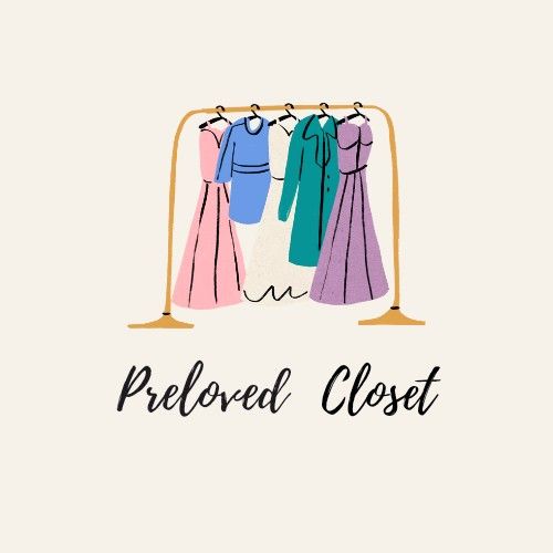 three dresses hanging on a clothes rack with the words beloved closet written below it in black ink