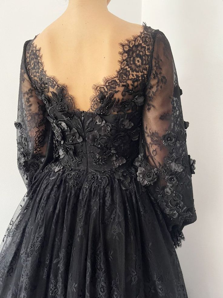 Black gothic 3D floral embroidered lace wedding dress | Etsy Elegant Ball Gown With Floral Applique And Fitted Bodice, Fitted Ball Gown Evening Dress With Floral Applique, Elegant Ball Gown With Floral Appliqué And Sweetheart Neckline, Elegant Ball Gown With Floral Applique And Sweetheart Neckline, Gala Lace Evening Dress With Floral Applique, Lace Evening Dress With Floral Applique For Wedding, Lace Evening Dress With Floral Applique For Gala, Gala Evening Dress With Floral Applique Lace, Wedding Ball Gown With Floral Applique