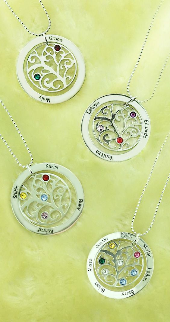 Personalized Family Tree Birthstone Name Necklace - Your family fills your heart with a love that grows more beautiful as time goes on. Celebrate that wonderful bond with an exclusive family tree necklace created just for you -Love of your life.  It is best gift for mom or nana. Order now from getnamenecklace ,save 12%,Free Shipping. Engraved Round Jewelry For Mom, Engraved Round Jewelry As Gift For Mom, Nickel Free Necklace For Anniversary, Nickel-free Necklace For Anniversary, Nickel-free Round Necklace For Anniversary, Spiritual Round Jewelry Gift For Mom, Spiritual Round Pendant Jewelry For Mother's Day, Sterling Silver Jewelry With Round Birthstone Beads, Personalized Round Spiritual Jewelry