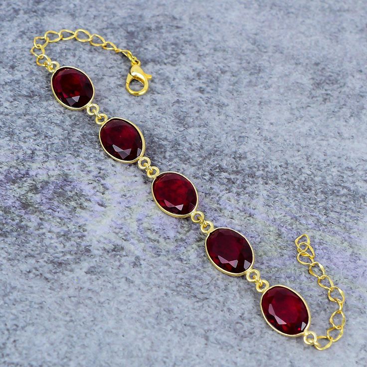 Garnet Bracelet Handmade Red Garnet Gemstone Bracelet 925 Sterling Silver Bracelet Link Silver Bracelet Gift For Her Jewelry Trends Jewelry Gemstone- Garnet  Bracelet Length- 8" Adjustable  Gemstone Shape- (oval) Metal- 925 Sterling Silver Our Goal is 100% Customer Satisfaction *Benefits Of Wearing Silver As a metal, silver has significant health benefits that have been used across cultures for centuries. Silver has a proven track record as a powerful antimicrobial agent fighting infections and Adjustable Ruby Bracelets For Formal Occasions, Adjustable Ruby Bracelet For Formal Occasions, Formal Adjustable Ruby Bracelets, Elegant Red Chain Bracelet For Gift, Garnet Gemstone Bracelet Jewelry, Garnet Bangle Jewelry Gift, Garnet Bangle Jewelry As Gift, Red Garnet Bracelets As Gift, Red Garnet Bracelet Gift