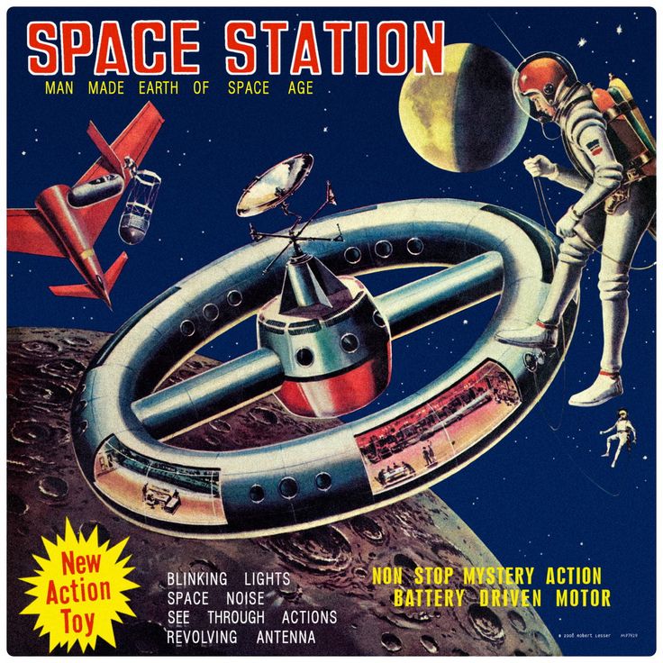 an advertisement for space station from the 1950's