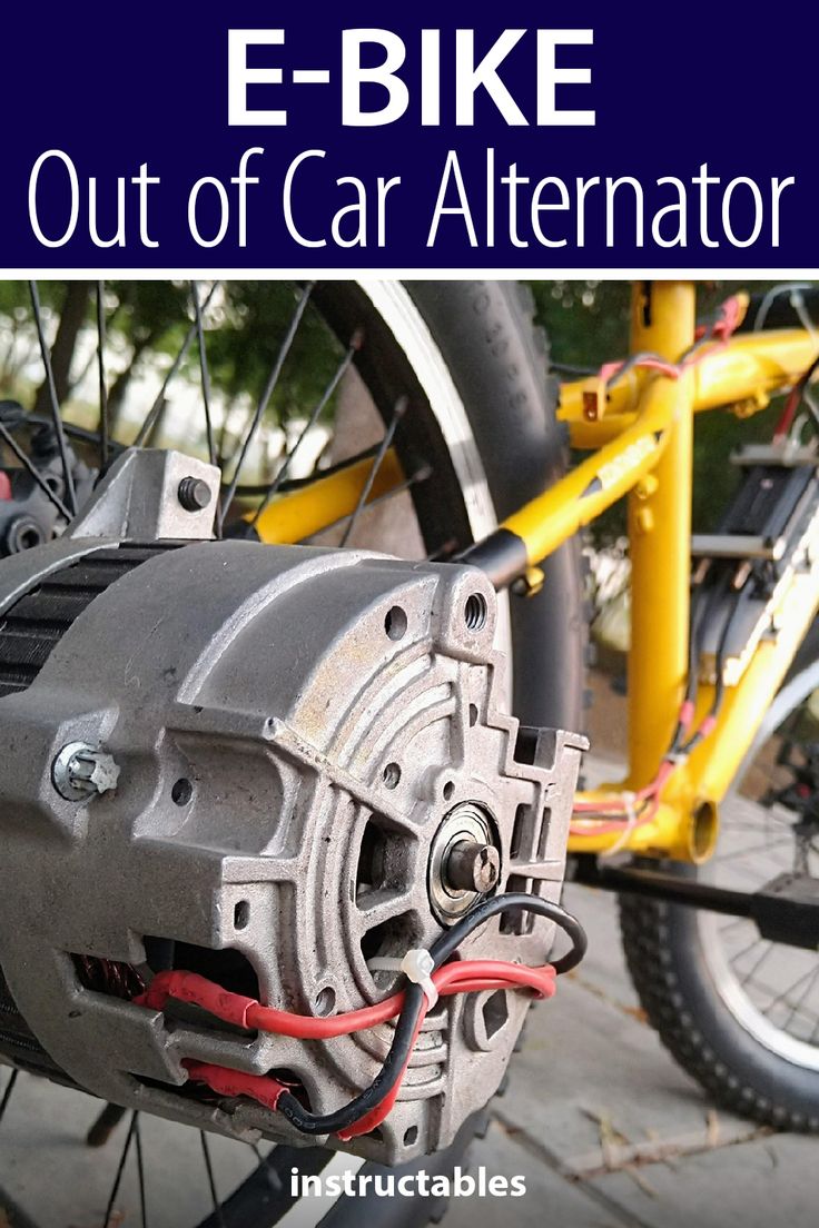 an electric bicycle with the words e - bike out of car alterator