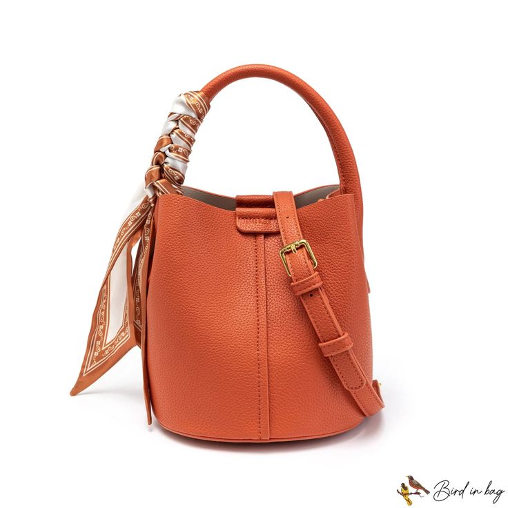 Bird in Bag - Senior sense bag female summer new texture crossbody bag large capacity super hot handheld bucket bag Spring Shopping Bucket Bag With Top Carry Handle, Spring Trendy Large Capacity Bucket Bag, Chic Orange Bucket Bag For Everyday Use, Orange Bucket Bag With Detachable Handle, Large Capacity Orange Bag For Shopping, Trendy Bucket Bag With Single Handle, Chic Orange Bucket Bag For Travel, Bucket Satchel With Detachable Strap, Orange Crossbody Bucket Bag