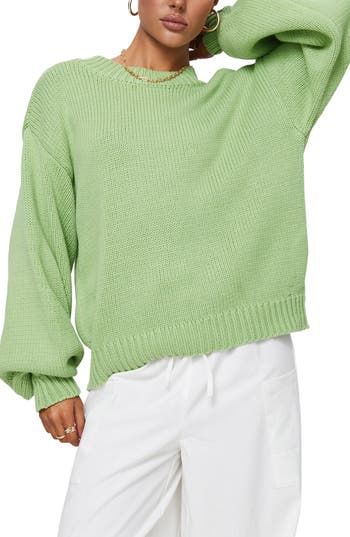 A relaxed fit with dropped shoulders and ultrasoft cotton yarns lends comfort to this ribbed sweater. Crewneck Long sleeves with ribbed cuffs 60% cotton, 40% acrylic Hand wash, dry flat Imported Everyday Spring Sweater With Ribbed Cuffs, Trendy Knit Sweater With Ribbed Cuffs, Comfortable Cotton Soft Knit Sweater, Comfortable Soft Knit Cotton Sweater, Soft Knit Cotton Sweater, Spring Relaxed Fit Cropped Sweater With Crew Neck, Trendy Spring Sweater With Ribbed Collar, Ribbed Cropped Sweater In Relaxed Fit For Fall, Ribbed Relaxed Fit Cropped Sweater For Fall