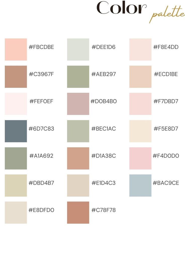 the color palette is shown in different shades