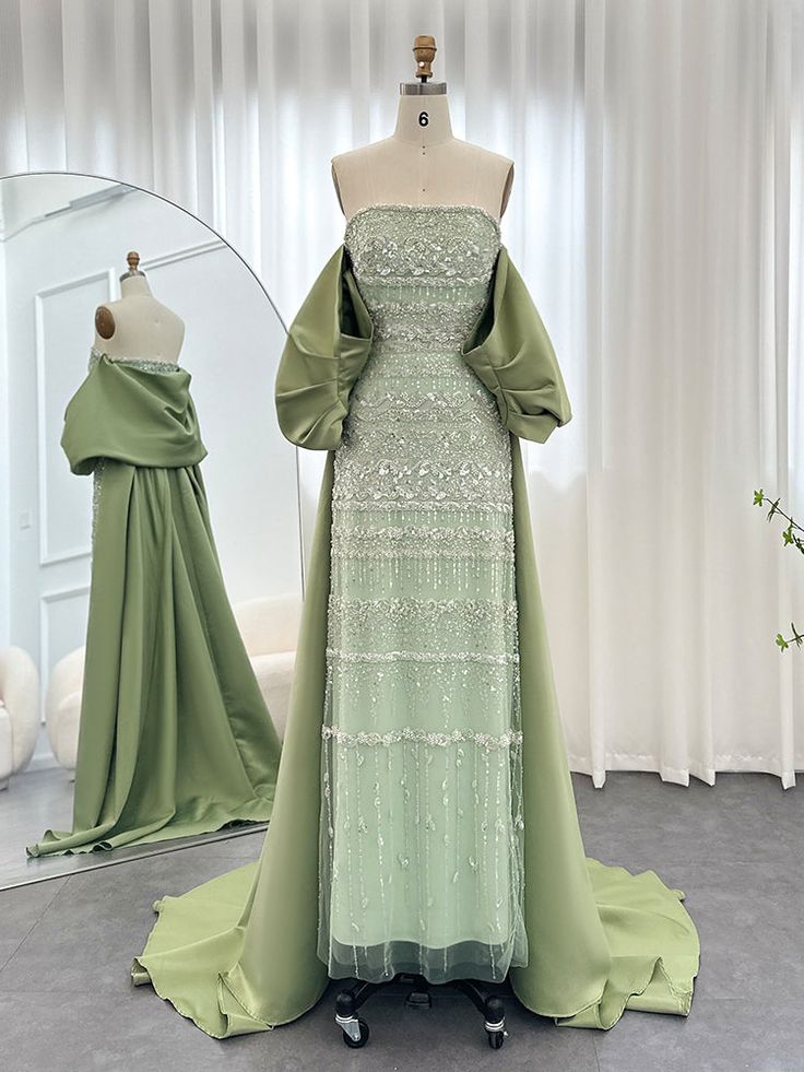 Green Evening Dresses, Sage Maxi Dress, Green Evening Dress, Gorgeous Prom Dresses, Pakaian Feminin, فستان سهرة, Cape Dress, Party Gowns, Elegant Woman