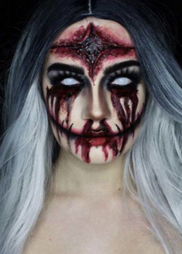 Maquillage Halloween Clown, Haunted House Makeup, Scary Halloween Makeup Ideas, Scary Halloween Makeup, Make Up Diy, Halloweenský Makeup, Halloween Make-up Looks, Creepy Makeup, Creepy Halloween Makeup