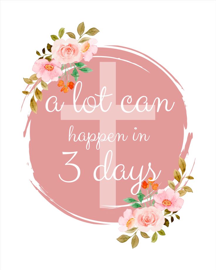 a pink circle with flowers and the words, a lot can happen in 3 days