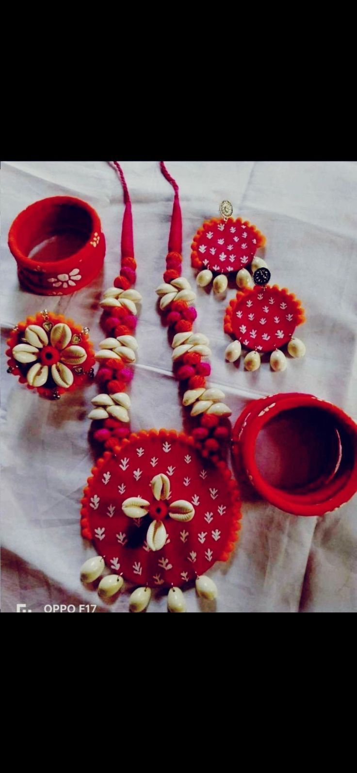 some red and white items on a table