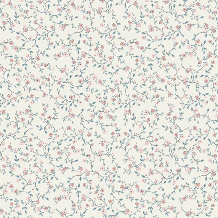 a white wallpaper with pink and blue flowers on it