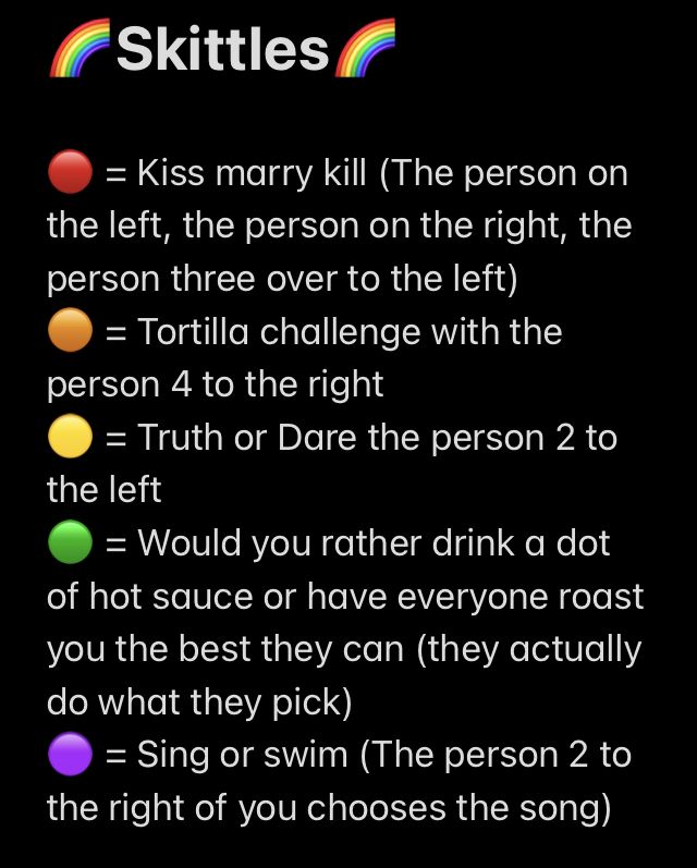 the rules for skittles are shown in this screenshote screen shot, which shows