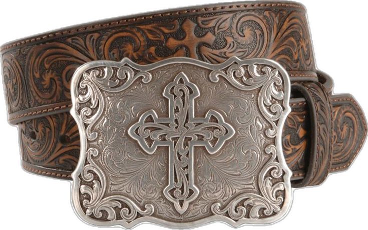 Cross Belt Buckle, Western Belts For Women, Nocona Belt, Cross Belt, Cowgirl Belts, Western Belts, Filigree Design, Leather Cross, Swirl Pattern