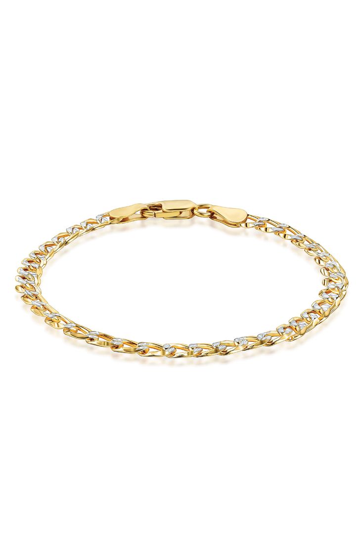 Flat curb links plated with a two-tone finish enliven this classic bracelet that completes a timeless look. Lobster clasp closure Sterling silver/goldtone plate Made in Italy Classic Bracelets, Silver Flats, Link Bracelets, Lobster Clasp, Nordstrom Rack, Two Tone, Gold Tones, Plating, Nordstrom