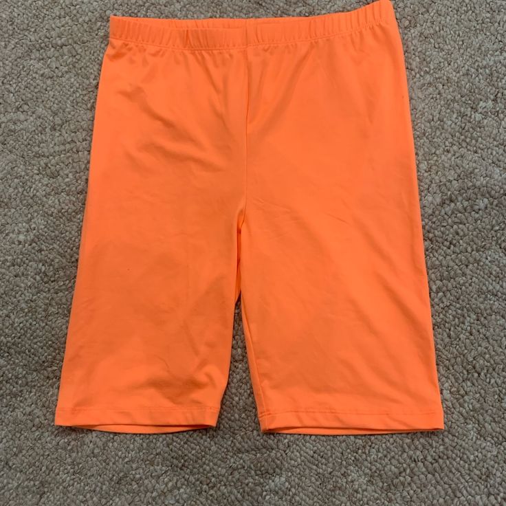 Brand New Never Worn They Are Like A Neon Coral Orange. Very Soft And Stretchy . Stretch Bermuda Shorts With Built-in Shorts For Summer, Casual Mid-thigh Beach Shorts, Casual Mid-thigh Athletic Shorts For Summer, Casual Mid-thigh Length Athletic Shorts For Summer, Casual Solid Color Biker Shorts For Summer, Casual Summer Biker Shorts, Casual Biker Shorts For Summer, Summer Biker Shorts With Built-in Shorts, Solid Color High-waisted Biker Shorts For Summer