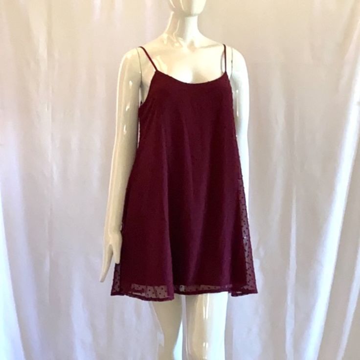 Young Miss Dress Color: Wine Pull-On Lined Burgundy A-line Mini Dress For Summer, Burgundy A-line Summer Dress, Burgundy Sleeveless Dress For Fall, Burgundy Sleeveless Fall Dress, Chic Burgundy Mini Dress For Summer, Sleeveless Burgundy Dress For Fall, Sleeveless Slip Dress For Date Night In Fall, Casual Sheer Dresses With Spaghetti Straps, Fall Date Night Dresses With Spaghetti Straps