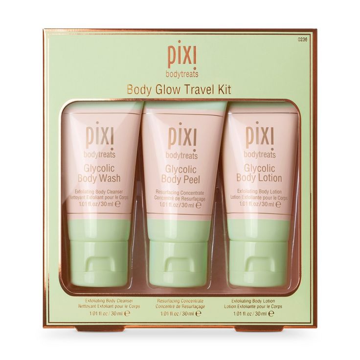 Pixi by Petra Glow Body Travel Kit - 1oz Body Peel, Pixi By Petra, Rose Body, Pixi Beauty, Body Polish, Body Balm, Beauty Kit, Skin Care Kit, Body Cleanser