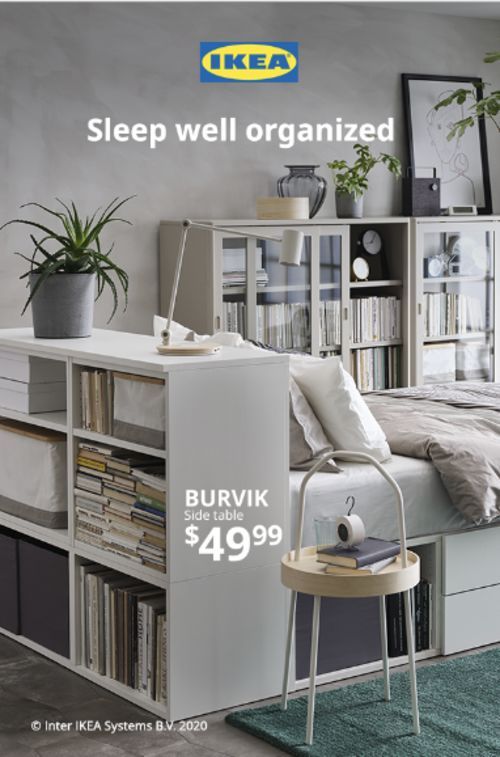 an advertisement for ikea's bedroom furniture