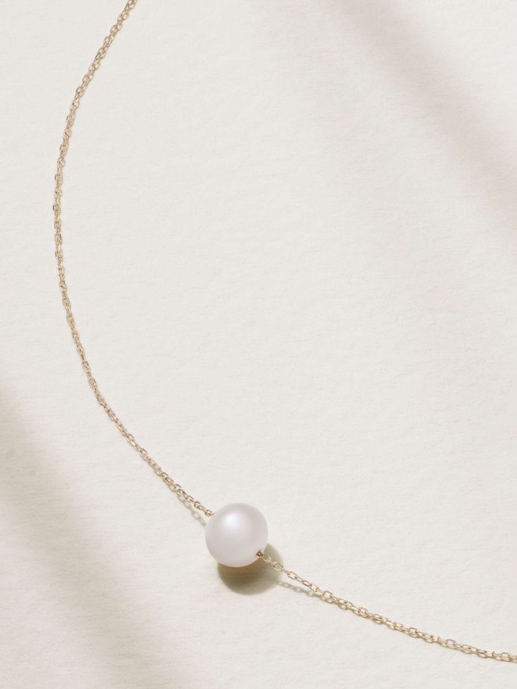 MATEO 14-karat gold pearl necklace Rose Gold 14k Gold Necklace With Pearl Pendant, Delicate Akoya Pearl Necklace With Delicate Chain, Delicate Formal Cable Chain Jewelry, 14k White Gold Pearl Necklace Fine Jewelry, 14k Gold-filled Necklace With Pearl Charm In Yellow Gold, Classic 14k Gold Pearl Chain Necklace, 14k White Gold Necklace With Pearl Pendant, Refined Jewelry With Delicate Chain, 14k White Gold Single Strand Necklace