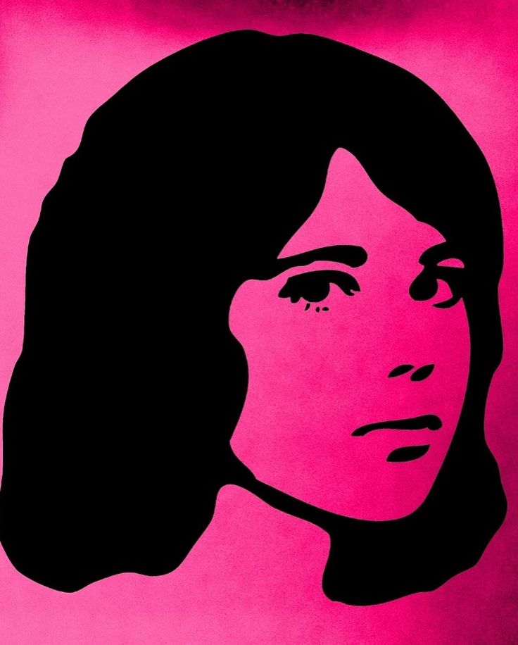 a painting of a woman's face in pink and black