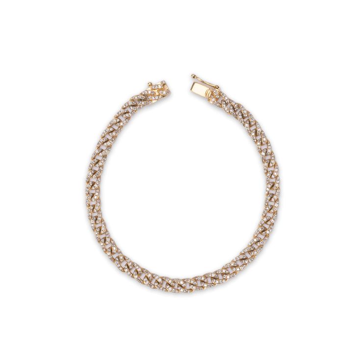 Our favorite Signature Piece with beautiful micro-pave diamonds covering the entire surface of the tightly woven Cuban link bracelet. A nearly invisible setting also covered with diamonds makes the bracelet a complete 360 degrees of diamond luster. The unique and timeless design of our signature bracelet allows personal expression for the confident woman to express her femininity. 14K or 18K gold .805 ct diamonds for 7 inch length and up (ct diamonds vary upon length) 980 white diamonds, micro=pave G/H color diamonds Secure insert clasp for comfort and loop safety, diamonds continuous on clasp Available in Yellow Gold, Rose Gold and White Gold Made with love in Los Angeles Complimentary gift wrapping provided Elegant Diamond Cuban Link Tennis Bracelet, Elegant Cuban Link Diamond Tennis Bracelet, Elegant Diamond Bracelet With Cuban Link, Elegant Cuban Link Bracelet In Diamond White, Sparkling Diamond Bracelets In Rose Gold, Elegant Diamond White Cuban Link Diamond Bracelet, Luxury Diamond Tennis Bracelet With Rhinestones, Elegant Cuban Link Chain Bracelet With Diamond Cut, Elegant Diamond Cut Cuban Link Chain Bracelet