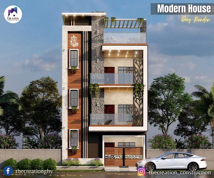 modern house design in india with balcony and balconies