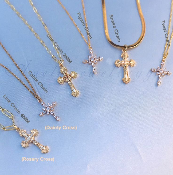 "❤︎ Gold FILLED Cross Necklace, Gold Rosary Cross, Dainty Crystal Cross, Religious Necklace, Unisex Cross, Birthday Gift❤︎ - For purchasing the CROSS EARRINGS please use this link: https://www.etsy.com/listing/982945789/gold-cross-hoop-earrings-crystal-cross?ref=shop_home_active_1&pro=1&frs=1 ----------------------------------------------------------------------------------------------------------------------------- ...A B O U T...T H I S...I T E M... ~~Lead-free and Nickel-free. ~~ 100% Cross Necklace Gold, Rosary Cross, Cross Necklace Women, Gold Rosary, Necklace Cross, Crystal Cross, Gold Cross Necklace, Jade Necklace, Earrings Crystal