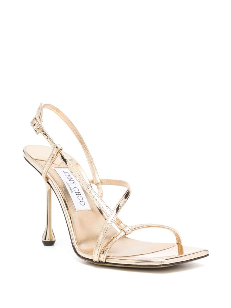 Find JIMMY CHOO 95mm Etana Sandals on Editorialist. gold-tone calf leather patent finish metallic finish buckle-fastening slingback strap crossover strap detail square open toe branded leather footbed 95mm high sculpted heel leather and rubber outsole Gold Slingback Sandals With Single Toe Strap For Party, Luxury Gold Slingback Pumps With Padded Heel, Gold Patent Leather Sandals For Evening, Chic Gold Patent Leather Sandals, Gold Slingback Sandals With Single Toe Strap For Evening, Gold Patent Leather Sandals For Formal Occasions, Luxury Gold Slingback Pumps With Open Toe, Gold Elegant Slingback Sandals With Single Toe Strap, Luxury Gold Open Toe Slingback Pumps