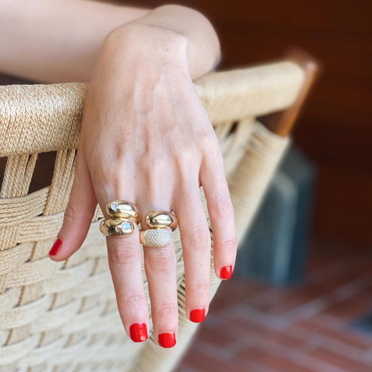 The Double Apse Ring with a layer of Pave White Diamonds cradles the finger in a distinct new design. Versatile for everyday and pairs perfectly with the small Balloon Ring. Available in 14K Yellow Gold 0.61 Ct, Clarity SI1-SI2, Color H- I Everyday Luxury Yellow Gold Rings With Pave Setting, Yellow Diamond Ring With Pave Setting, Yellow Gold Pave Setting Diamond Ring In Sterling Silver, Yellow Gold Open Ring Jewelry With Pave Setting, Gold Diamond Ring With Pave Setting, Open Ring, Small Balloons, Pave Diamonds, Diamond White, Balloons