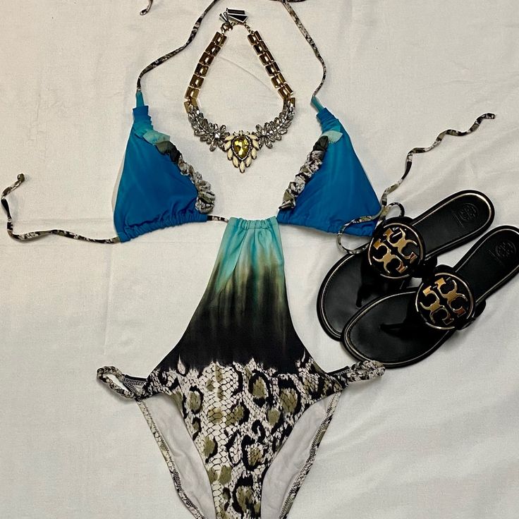 Designer Snake-Skin Tye-Dye Cutout Monokini Swimsuit By Jolidon; Features Sensual Cutout Design In A Dashing Mix Of Teal, Brown And Cream. Never Worn. Monokini Swimsuit, Monokini Swimsuits, Cutout Design, Monokini, Blue Purple, Snake Skin, Womens Swim, Blue And Purple, Outfit Ideas