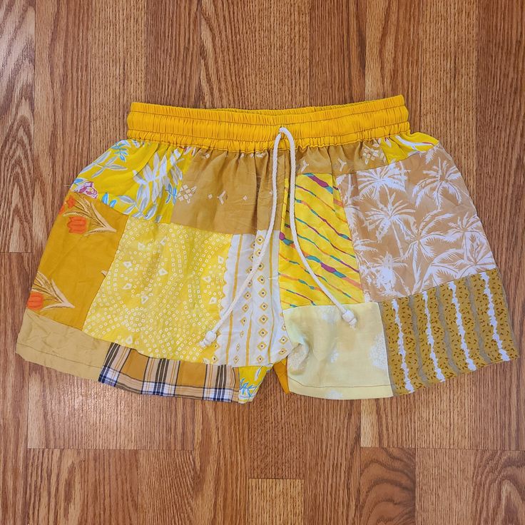 Patchwork Drawstring Shorts.  Very Unique Prints. Already made and ready to ship.   Waist size is 24" to 28" Length 13" Hand wash. Lay flat to dry Cheap Patchwork Sets For Summer, Cheap Multicolor Cotton Shorts, Cheap Blue Patchwork Shorts, Cheap Patchwork Shorts, Cheap Patchwork Short Bottoms, Cheap Casual Patchwork Shorts, Mode Hippie, Patchwork Shorts, Unique Prints