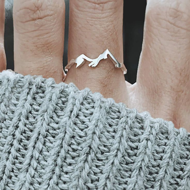 Mountain Range Ring, Mountain Ring, Mountain Jewelry Gift For Nature Lover handmade by JewelryRB. Carry this simple, beautiful mountain range ring as a reminder of your love of adventure with you all the time. This handmade ring will also make a great gift for someone who love hiking and outdoor adventure. ✅ PRODUCT DETAILS * Material: solid sterling silver. * Mountain length is 20mm and 1.3mm thick. * We use US ring size (please refer to the last picture for the instruction to find your size at Fashion Rings Womens, Outdoor Christmas Gifts, Mountain Range Ring, Western Ring, Western Rings, Silver Mountain, Mountain Ring, Mountain Jewelry, Christmas Gifts For Sister