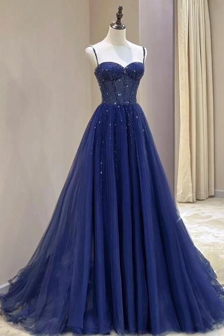 Long Blue Homecoming Dresses, Year Six Formal Dresses, Sweet 16 Long Dresses, Ballgown Formal Dress, Prom Dresses Shopping, Year 12 Ball Dresses, Blue Fluffy Prom Dress, Veil Prom Dress, Navy Blue Dresses Prom