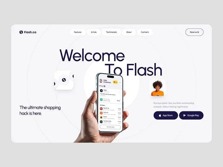 a person holding a cell phone in front of a web page with the words welcome to flash on it