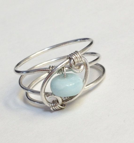 Larimar Ring  Larimar Jewelry  Sterling Rings by SpiralsandSpice Luxury Larimar Rings As Gifts, Handmade Unique Larimar Jewelry, Round Larimar Jewelry Gift, Rings For Women Silver, Elegant Blue Larimar Rings, Sterling Rings, Unique Silver Larimar Rings, Jewelry Making Rings, Rock Rings