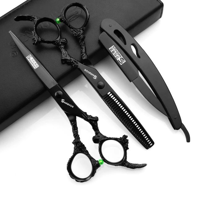 6/7/7.5/8/9 Inch Salon Hairdressing Scissors Black German Professional Hair Clippers Barber Scissors Set Razor Hairdressing Tool - Hair Scissors - AliExpress Barber School, Barber Shop Interior, Barber Equipment, Barber Accessories, Barber Logo, Barber Shears, Salon Logo Design, Barbershop Design, Barber Shop Decor