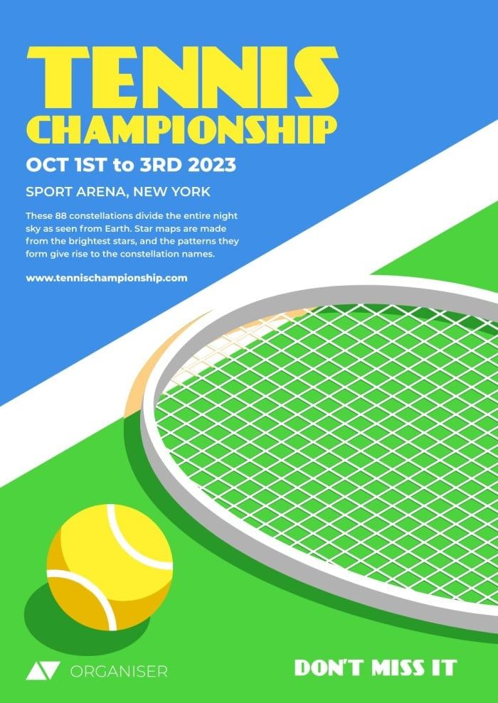 a tennis ball and racket are on the grass with text that reads, tennis championships oct 1st to 3rd 2013 sport arena, new york