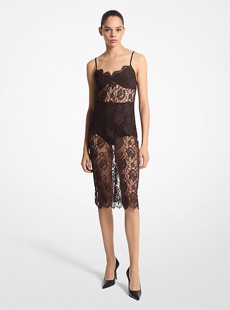 Drawing inspiration from beloved vintage-inspired silhouettes, this delicate slip dress delivers timeless elegance with ease. Intricate floral lace embroidery, lined in silk, and a feminine sweetheart neckline add to the feminine effect. Complete the look with an oversized blazer and understated pumps to create the perfect after-hours look. Made in Italy. Elegant Sheer Slip Dress For Date Night, Evening Lace Slip Dress With Contrast Lace, Evening Slip Dress With Contrast Lace, Elegant Lace Slip Dress For Date Night, Evening Lace Slip Dress, Elegant Lace Slip Dress With Lace Trim, Fitted Lace Slip Dress For Formal Occasions, Chic Lace Slip Dress With Contrast Lace, Chic Lace Slip Dress With Contrast Detail