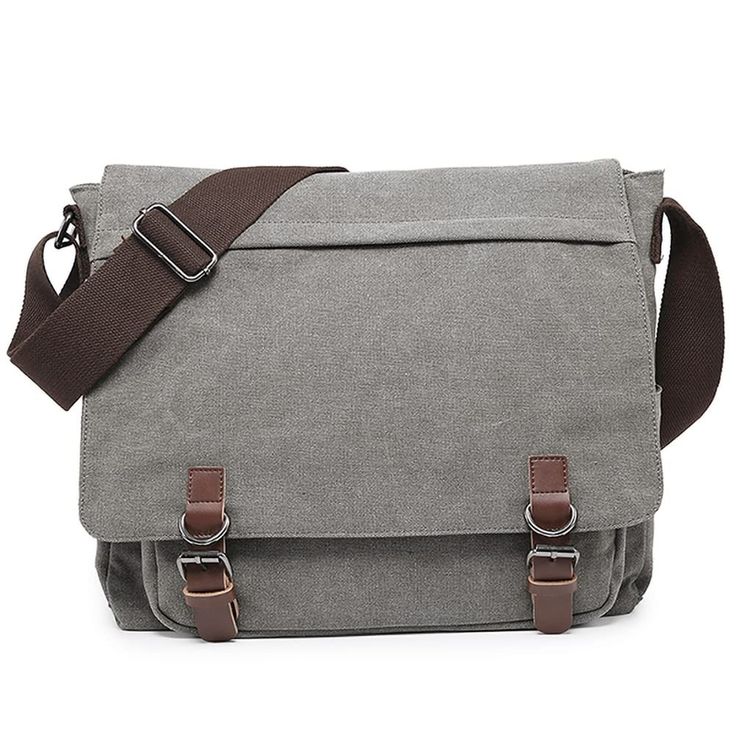 PRICES MAY VARY. MATERIAL: high density washed canvas fabric, durable and lightweight:1.12 lbs. Anti-scratchable for longer use. SIZE:15.7"W x 13.8"H x 5.1"D,comfortably fit a 15" laptop, shoulder strap:46", adjustable. The canvas messenger bag is lightweight, compact, vintage, easy to care for, and functional. HIGH CAPACITY: Designed with multiple storage compartments and slots: 4 Exterior Pockets: Front Zipper Pocket(fits an Ipad Pro) / Back Zipper Pocket(fits an Ipad Mini) / 2 Side Pockets(fi Casual School Satchel With Canvas Lining, Casual Satchel With Canvas Lining For School, Gray Rectangular Canvas Bag For School, Rectangular Canvas Laptop Bag For School, Gray Canvas Shoulder Satchel, Gray Canvas Shoulder Bag Satchel, Casual Canvas Briefcase For Everyday Use, Casual Canvas Shoulder Bag With Laptop Sleeve, Gray Canvas Satchel For Travel