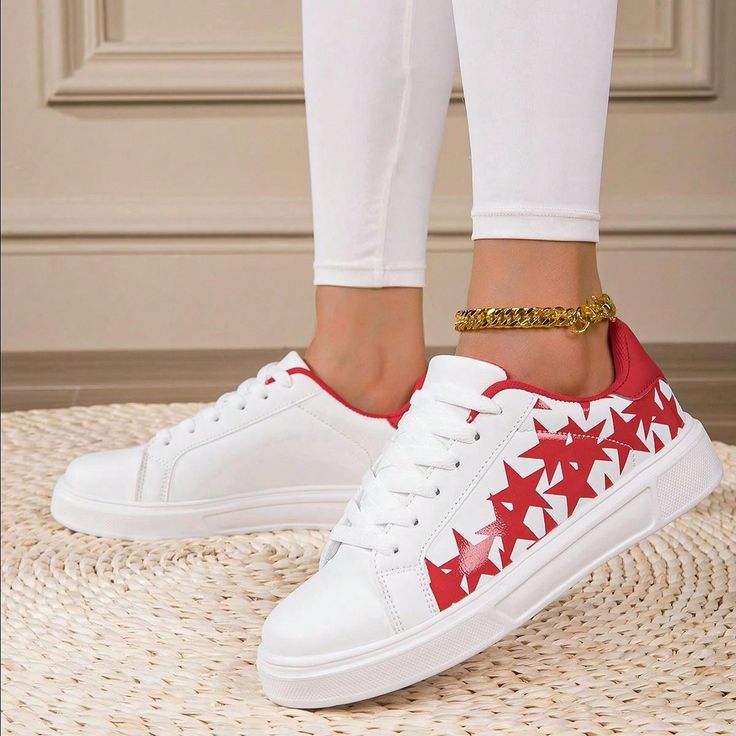 Step into style and comfort with our 2024 Spring White Sneakers. These versatile and trendy sports casual shoes are designed with both fashion and function in mind. The sleek design and comfortable fit make them perfect for any occasion. Color : Red Pattern Type : Plants Size Fit : True To Size Upper Material : PU Leather Lining Material : Mesh Power Supply : None Size US Ball Girth Foot Length EUR36 US6 20.4 22.86 EUR37 US6.5 20.8 23.53 EUR38 US7 21.2 24.2 EUR39 US8 21.75 24.87 EUR40 US9 22.2 2 Trendy Breathable Canvas Shoes With Round Toe, Trendy Slip-on Skate Shoes, Trendy Canvas Shoes With Round Toe For Sports, Trendy Round Toe Canvas Shoes For Sports, Trendy White Breathable Canvas Shoes, Trendy Skate Shoes For Sports With Branded Insole, Sporty Canvas Shoes For Sports With Flat Heel, Trendy Flat Sneakers, Trendy Red Breathable Sneakers