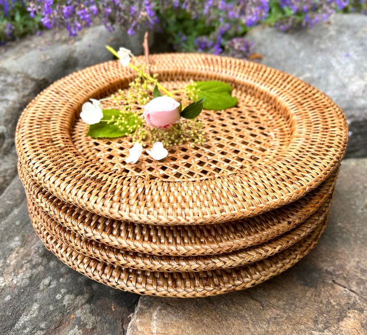 Handmade Rattan charger Rattan Texture, Plate Chargers, Rattan Charger, Beatriz Ball, Plate Presentation, Rectangular Baskets, Statement Decor, Alfresco Dining, Square Tray