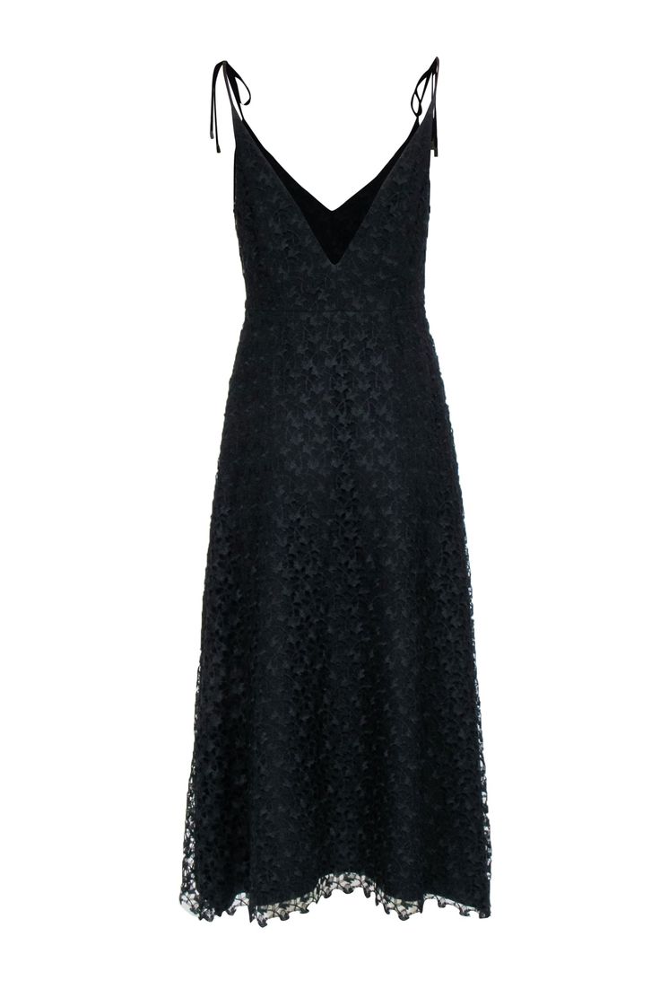 Look dazzling in this Joie black formal dress! The lace affair is a surefire way to stand out and will have you looking your best. Style with strappy heels, statement jewelry, and a chic clutch to finish the look. Get ready to wow the crowd! Size 6 100% Polyester Fully lined Invisible side zipper Sleeveless tie straps V-neckline Bust 36" Waist 31" Shoulder to hem 52" Elegant Lace Evening Dress For Spring, Elegant Lace Bodice Dress For Night Out, Elegant Spring Lace Dress For Gala, Elegant Lace Dress For Spring Gala, Elegant Lace Dress For Prom Season, Elegant Spring Gala Lace Dress, Elegant Lace Dress For Prom, Elegant Sleeveless Lace Dress For Party, Elegant Sleeveless Lace Party Dress